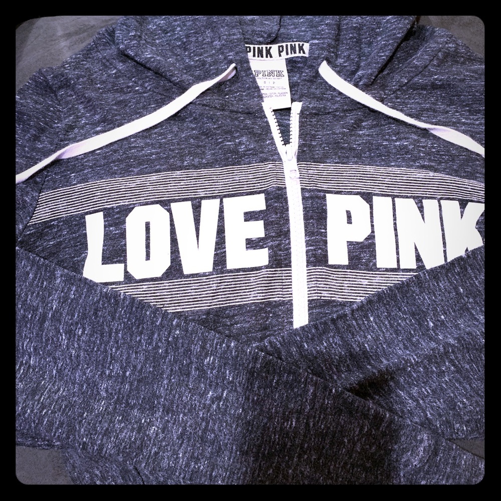 Pink gray pullover hoodie
